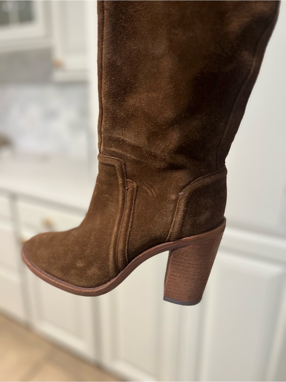 Vince Camuto Brown Suede Over-the-Knee Block Heel Boots 7.5 - Picture 3 of 10
